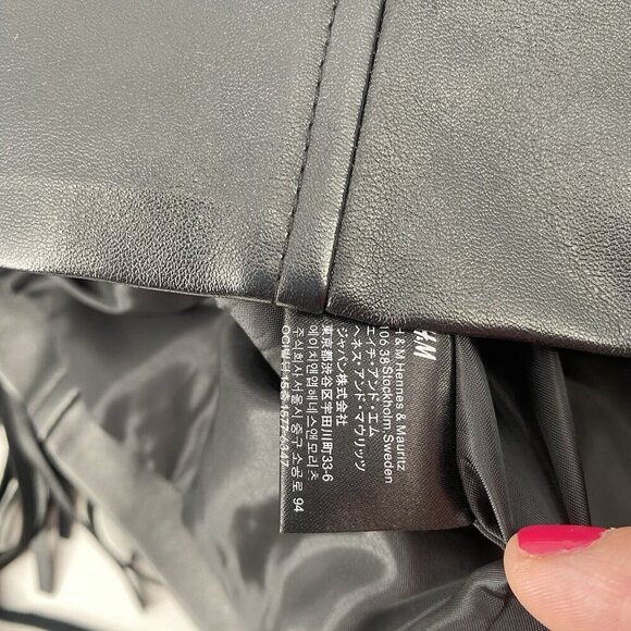H&M Size 4 Black Faux Leather Brando Style Jacket With Fringes Western Boho - Picture 11 of 12